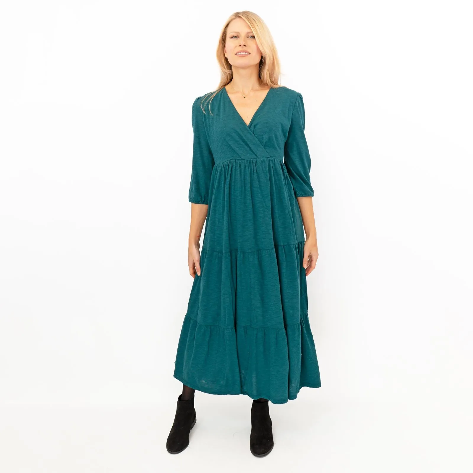 Seasalt Sky Branch Green Teal Jersey Midi Dress