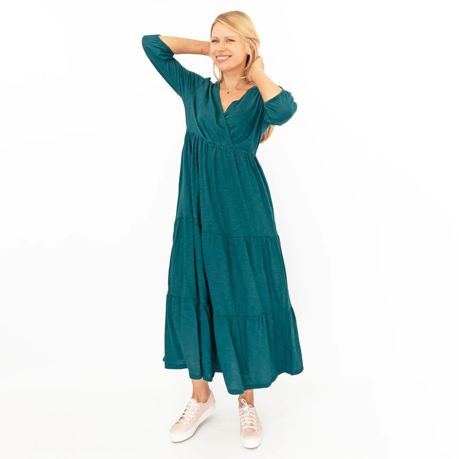 Seasalt Sky Branch Green Teal Jersey Midi Dress