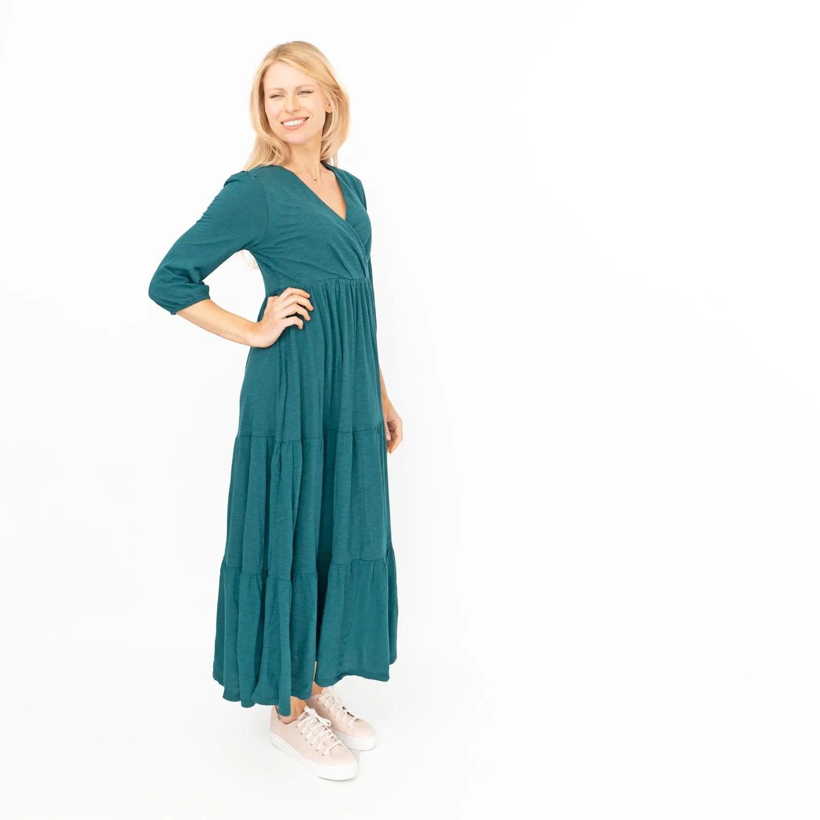 Seasalt Sky Branch Green Teal Jersey Midi Dress