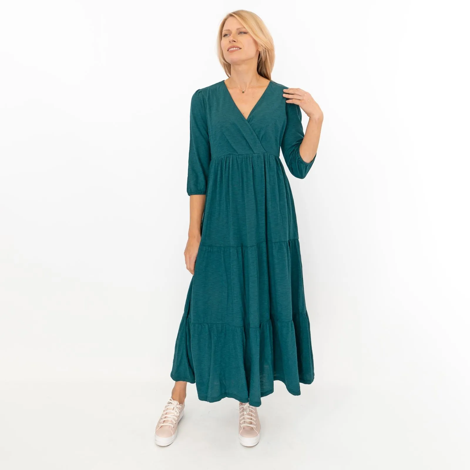 Seasalt Sky Branch Green Teal Jersey Midi Dress