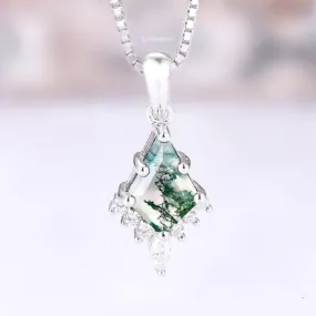 Skye Kite Green Moss Agate Necklace- Sterling Silver