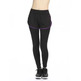 Women Fitness Yoga Workout Leisure Elastic False Two-piece Ninth Pants Leggings Sportswear